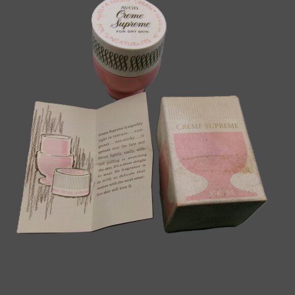 Avon Creme Supreme Jar, Pink White, Original Box and Pamplet, Vintage Vanity - Picture 7 of 7